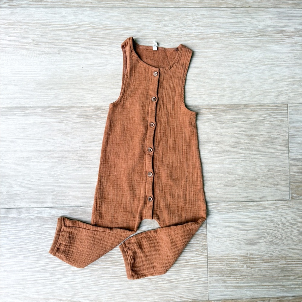 Quincy Mae Organic Cotton Jumpsuit, brown, 18-24m